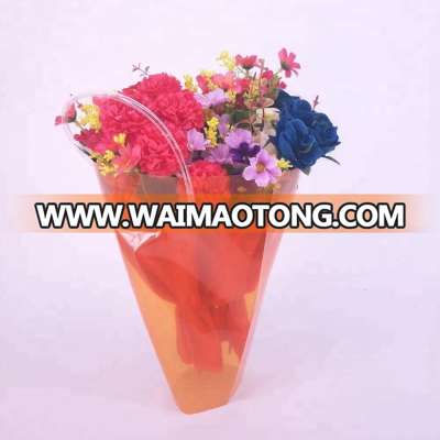 Customized clear V shape plastic flower packing bag, Flower Plastic Bag